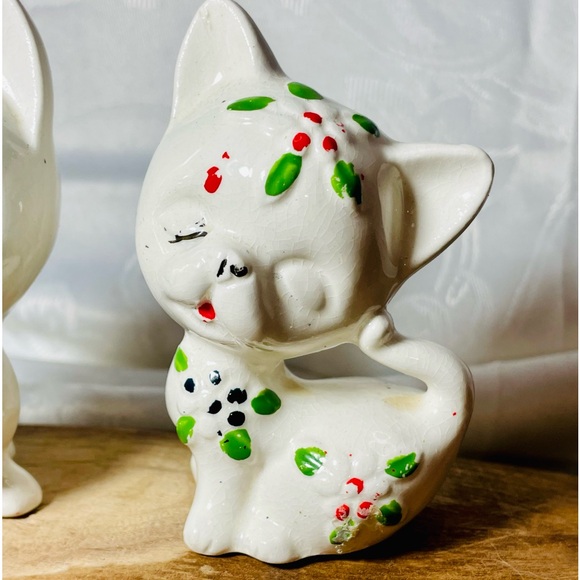 Vintage Norcrest Christmas Holiday Cats Salt & Pepper Shakers MCM 1960's era - Picture 4 of 7